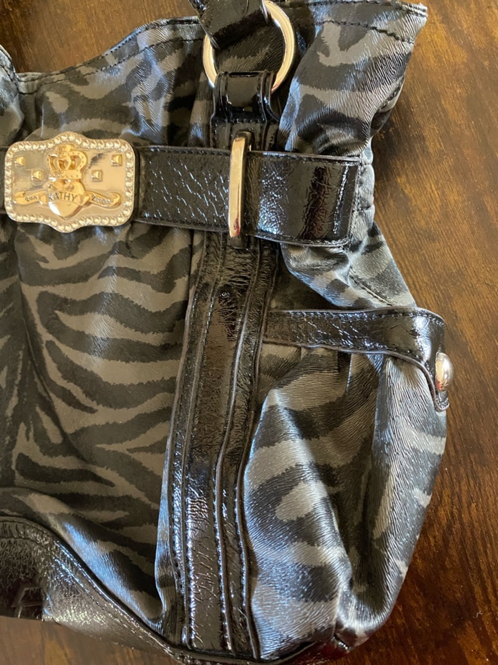 Kathy van Zeeland Black Zebra-Type Print Shoulder Bag - Picture 7 of 16